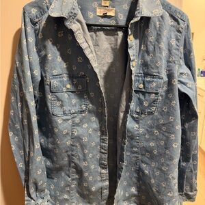 LOFT Softened Blue Floral Shirt